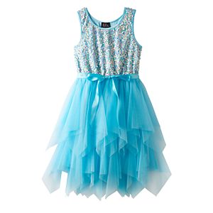 Girls 7-16 Lilt Sequin Soutache Bodice & Tiered Tulle Skirt Dress