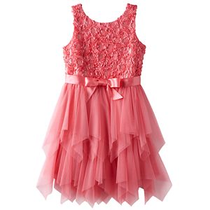 Girls 7-16 Lilt Soutache Flower Bodice & Tiered Tulle Skirt Dress