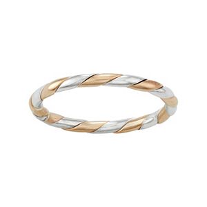 Journee Collection Two Tone Sterling Silver Ring