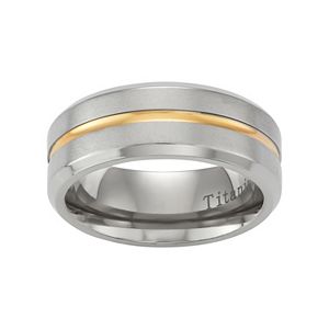 Territory Two Tone Titanium Men's Striped Wedding Band