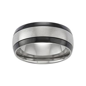 Territory Two Tone Titanium Men's Grooved Wedding Band