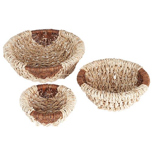 Household Essentials 3-piece Harvest Round Wicker Bowl Set