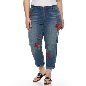 Plus Size Gloria Vanderbilt Stefania Embroidered Roll-Crop Ankle Jeans
