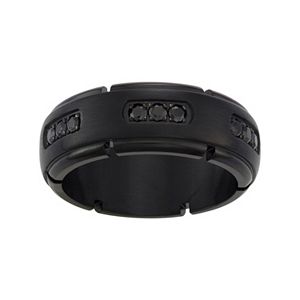 Territory Black Titanium Cubic Zirconia Men's Wedding Band