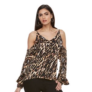 Women's Jennifer Lopez Ruffle Cold-Shoulder Top
