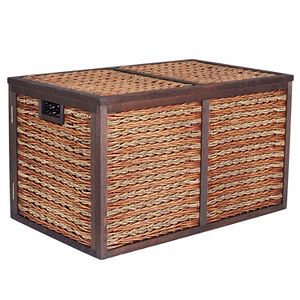 Household Essentials Sea Grass Poplar Wicker Storage Chest