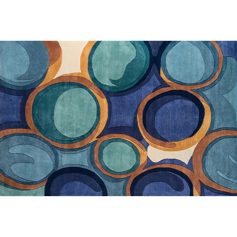 Momeni New Wave Aurelia Geometric Wool Rug, Blue, 3.5X5.5 Ft