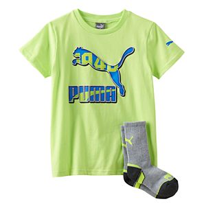 Boys 4-7 Puma Logo Graphic Tee & Sock Set