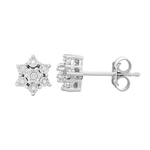 Sterling Silver Diamond Accent Star Stud Earrings
