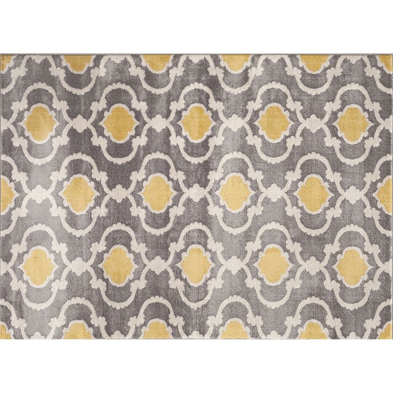 World Rug Gallery Toscana Contemporary Moroccan Trellis Rug, Med Yellow, 6.5X9 Ft