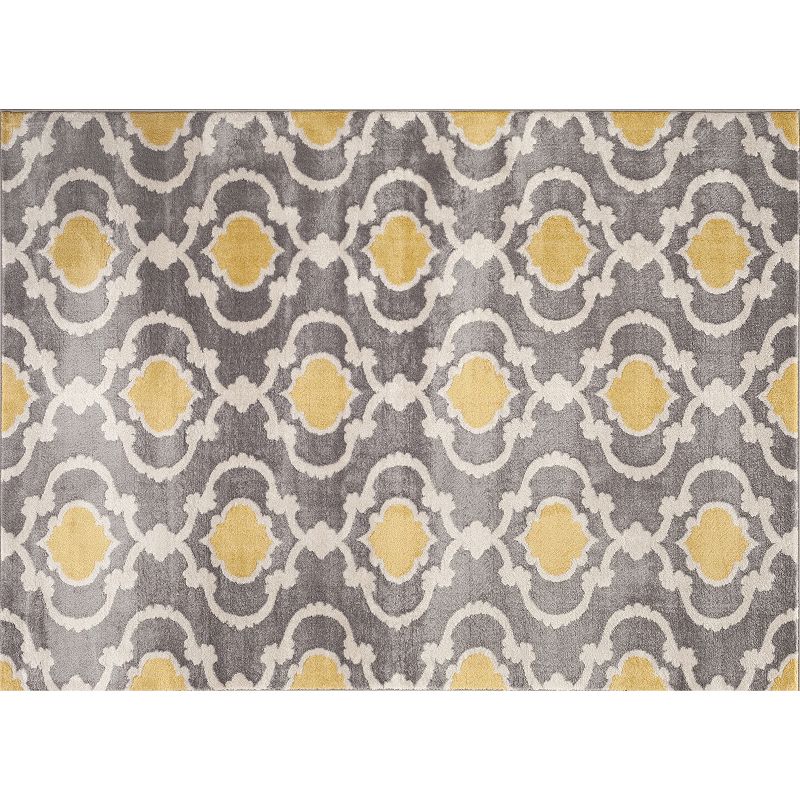 World Rug Gallery Toscana Contemporary Moroccan Trellis Rug, Yellow, 8X10 Ft