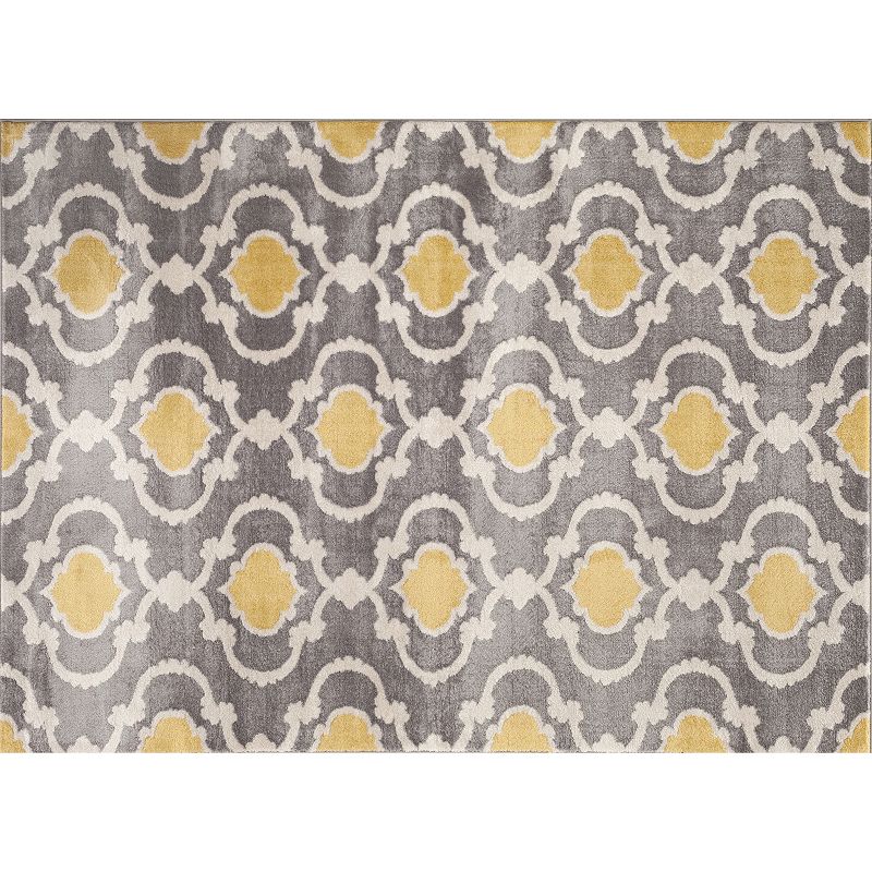 World Rug Gallery Toscana Contemporary Moroccan Trellis Rug, Med Yellow, 6.5X9 Ft