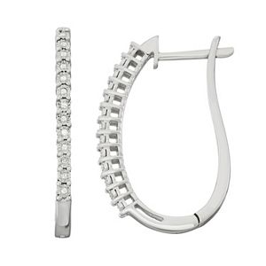 Sterling Silver 1/10 Carat T.W. Diamond U-Hoop Earrings