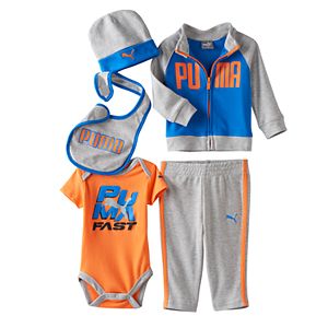 Baby Boy PUMA Bodysuit, Jacket, Pants, Hat & Bib Gift Set