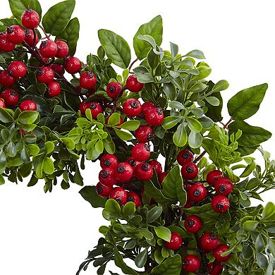 nearly natural Artificial Berry Boxwood Wreath