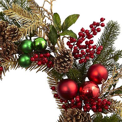 nearly natural Artificial Ornament & Pinecone Christmas Wreath