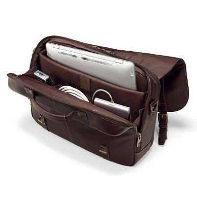 Samsonite Columbian store Leather Flapover Laptop Case briefcase