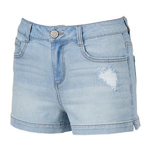 Juniors' SO® Ripped Denim Shortie Shorts