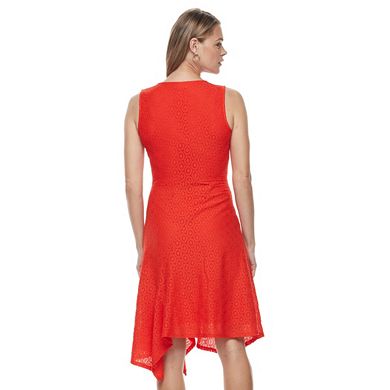 Women's Dana Buchman Asymmetrical Lace Fit & Flare Dress