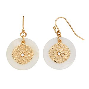 LC Lauren Conrad Mother-of-Pearl Filigree Disc Drop Earrings