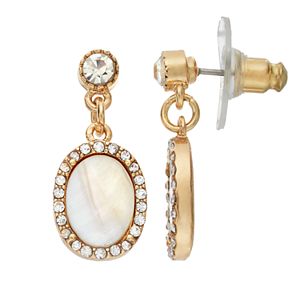LC Lauren Conrad Nickel Free Mother-of-Pearl Oval Halo Drop Earrings