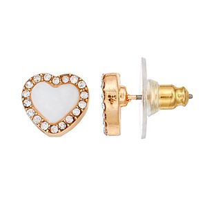LC Lauren Conrad Mother-of-Pearl Halo Heart Stud Earrings