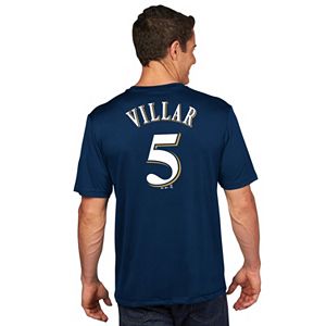 Men's Majestic Milwaukee Brewers Jonathan Villar Player Name and Number Tee