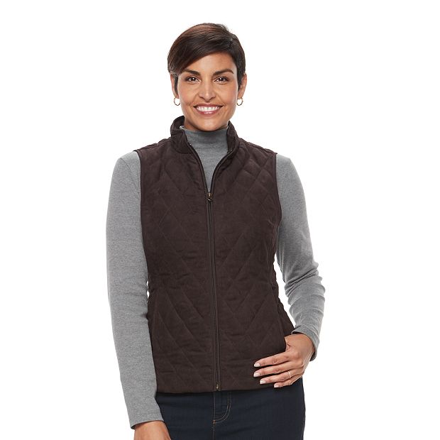 Women's Croft & Barrow® Quilted Faux-Suede Vest