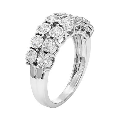 Sterling Silver 3/4 Carat T.W. Diamond Double Row Anniversary Ring