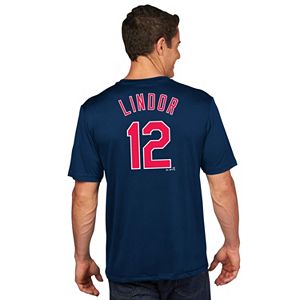 Men's Majestic Cleveland Indians Francisco Lindor Player Name and Number Tee