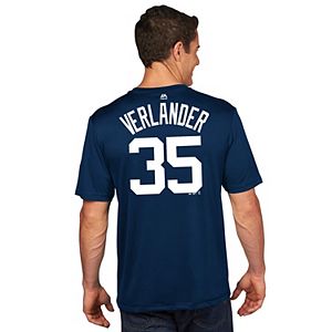 Men's Majestic Detroit Tigers Justin Verlander Player Name and Number Tee