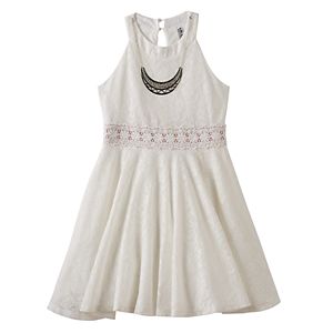 Girls 7-16 Knitworks Lace Halter Skater Dress with Necklace