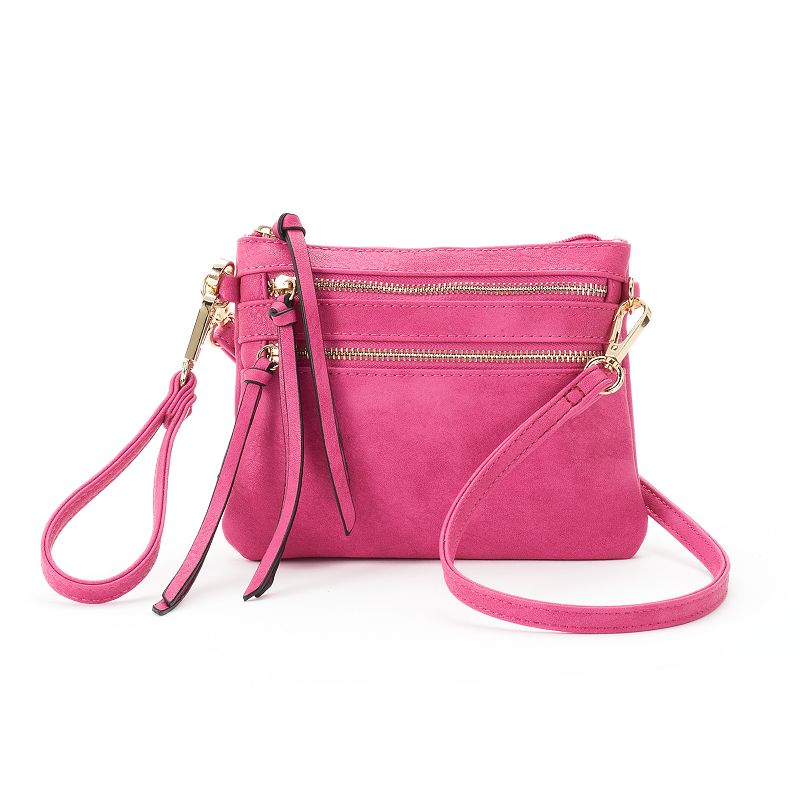 Deluxity Camelia Double Zip Crossbody Bag, Pink