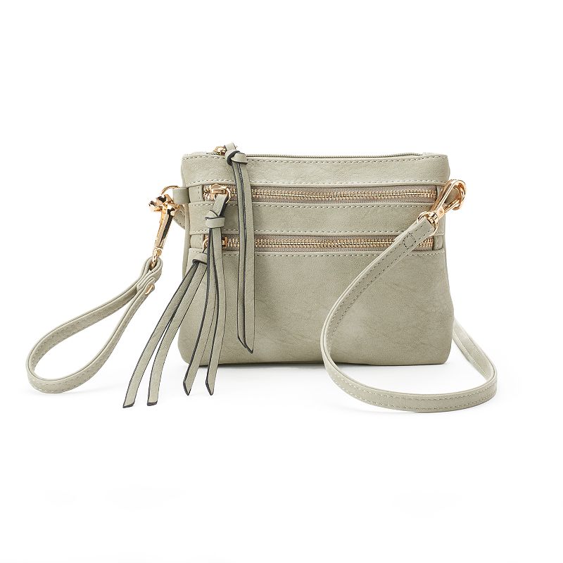 Deluxity Camelia Double Zip Crossbody Bag, Grey