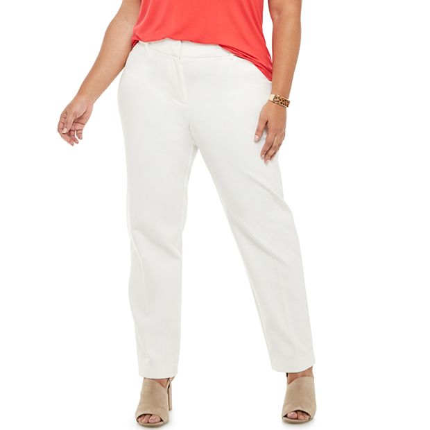 Women's plus size 2024 white dress pants