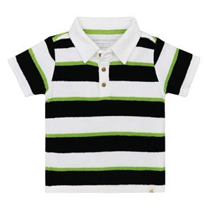 Toddler Boy Burt's Bees Baby Knit French Terry Striped Polo Shirt