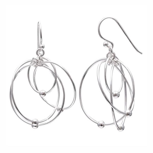 PRIMROSE Sterling Silver Interlocking Hoop Drop Earrings