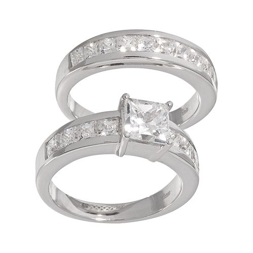 DiamonLuxe Sterling Silver 3.29-ct. T.W. Simulated Diamond Ring Set