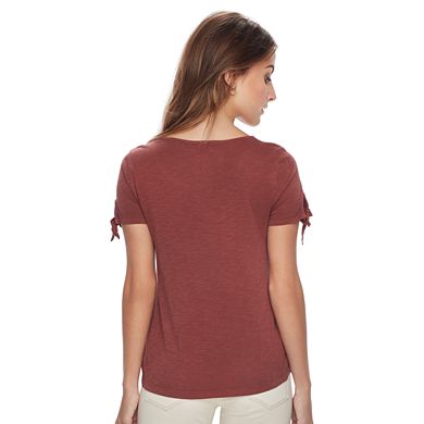 Petite Sonoma Goods For Life® Embroidered Tie-Sleeve Tee 