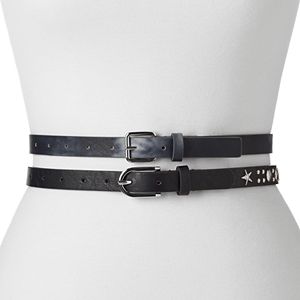 Mudd® 2-for-1 Star Studded Skinny Belt Set