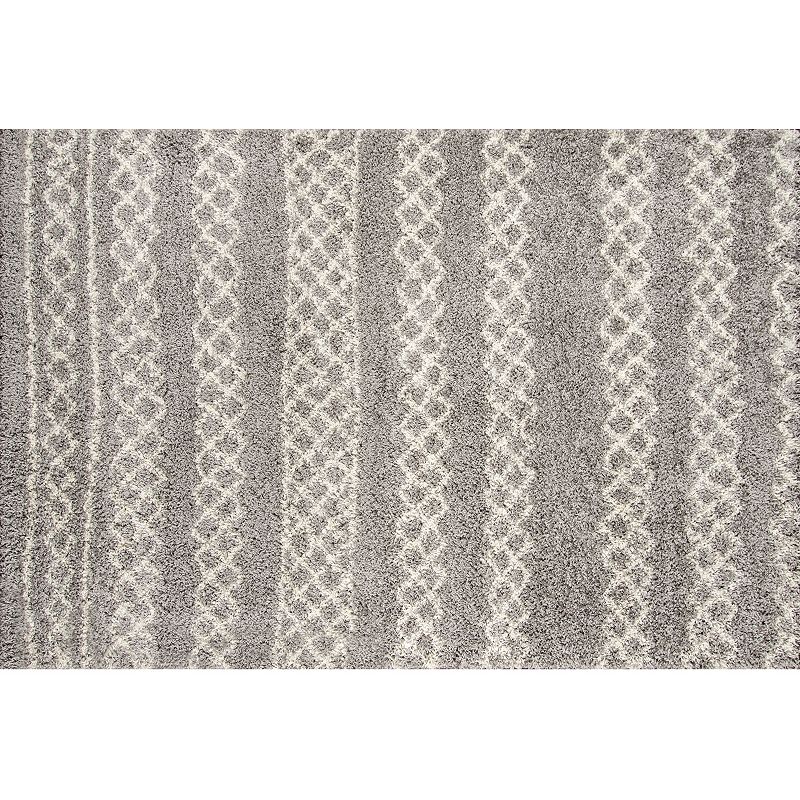 Momeni Maya Chain Striped Shag Rug, Med Grey, 2X3 Ft