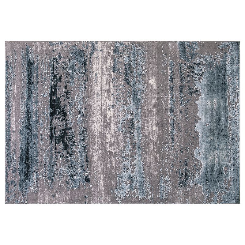 Concord Global Thema Lakeside Abstract Rug, Turquoise/Blue, 5X7 Ft