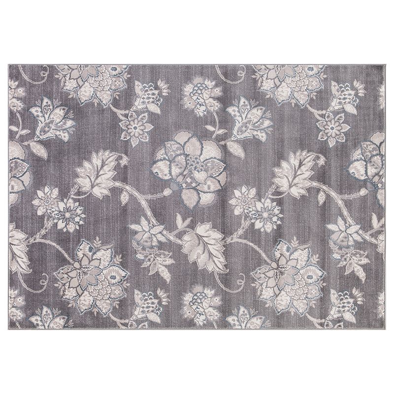 Concord Global Lara Floral Harmony Rug, Grey, 7X9 Ft