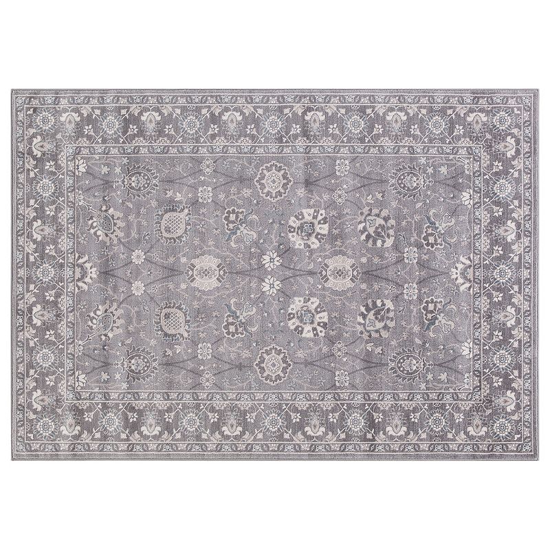 Concord Global Lara Vase Framed Floral Rug, Grey, 8X10.5 Ft