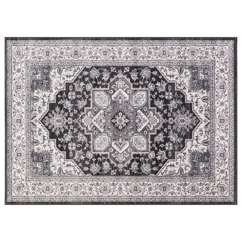 Concord Global Lara Heriz Framed Floral Rug, Black, 8X10.5 Ft