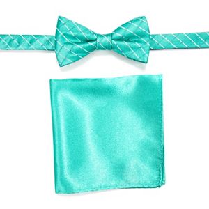 Men's Croft & Barrow® Patterned Pre-Tied Bow Tie & Solid Pocket Square Set