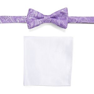 Men's Croft & Barrow® Patterned Pre-Tied Bow Tie & Solid Pocket Square Set