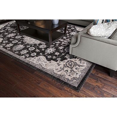 Concord Global Lara Center Medallion Framed Floral Rug