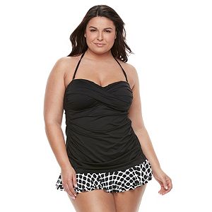 Plus Size Apt. 9® Print Twist-Front Swimdress