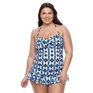 Plus Size Apt. 9庐 Print Twist-Front Swimdress